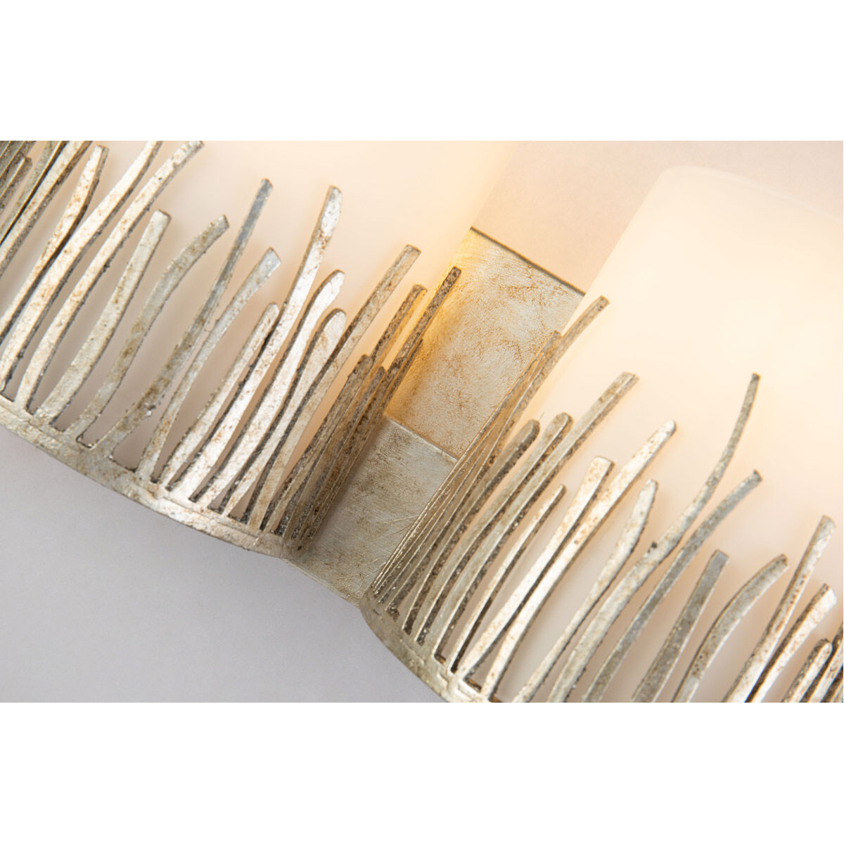 Sawgrass 2 Light 15 inch Silver Bath Light Wall Light in Silver Leaf with Antique